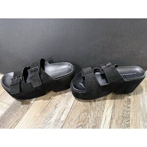 Esme 7 Chunky Black Platform Sandals With Adjustable Buckle Straps By Clergerie